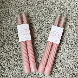 4 - 10 Inch Paddy Wax Pink Tapered Twisted Candles NEW in Box